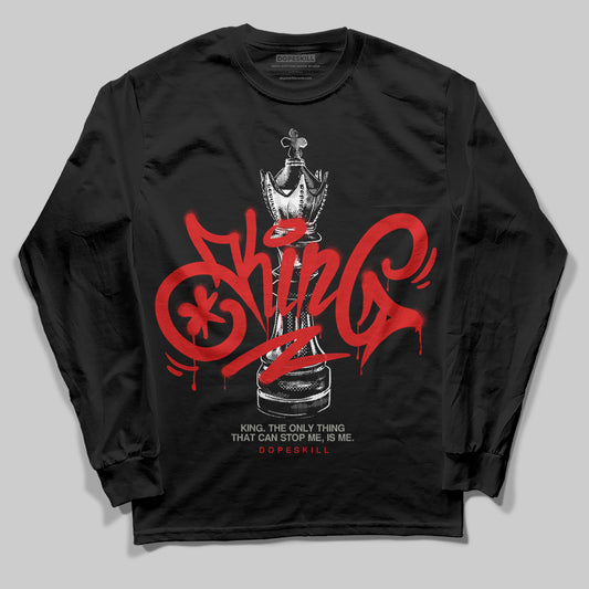 Jordan 3 Fire Red DopeSkill Long Sleeve T-Shirt King Chess Graphic Streetwear - Black