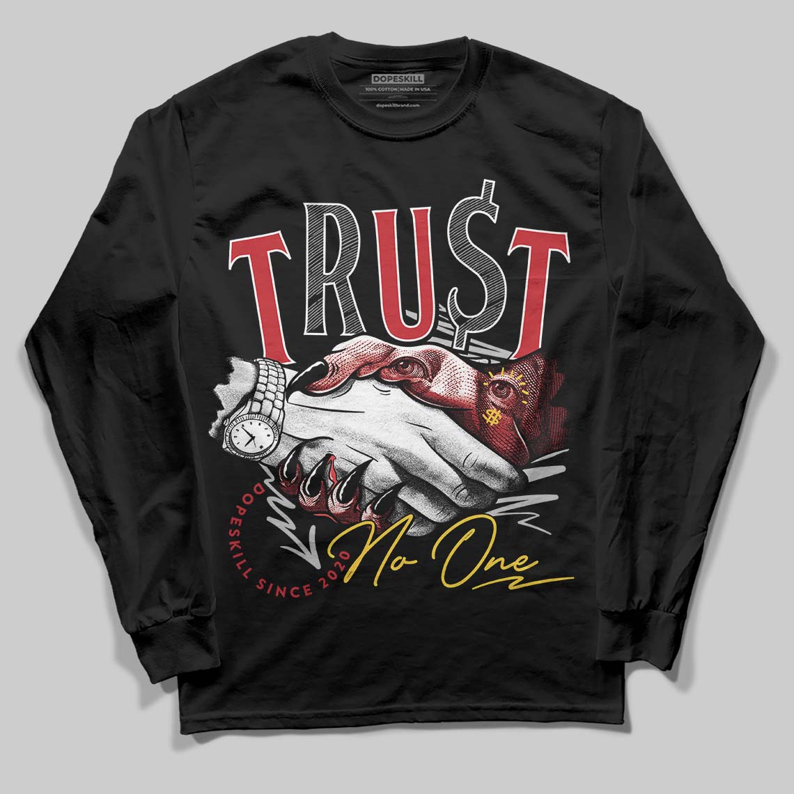 Jordan 14 Retro Ferrari (2025) DopeSkill Long Sleeve T-Shirt Trust No One Graphic Streetwear - Black