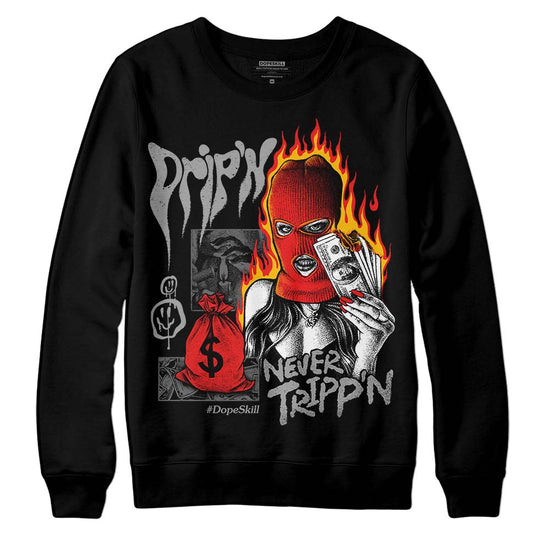 Grey Sneakers DopeSkill Sweatshirt Drip'n Never Tripp'n Graphic Streetwear - Black