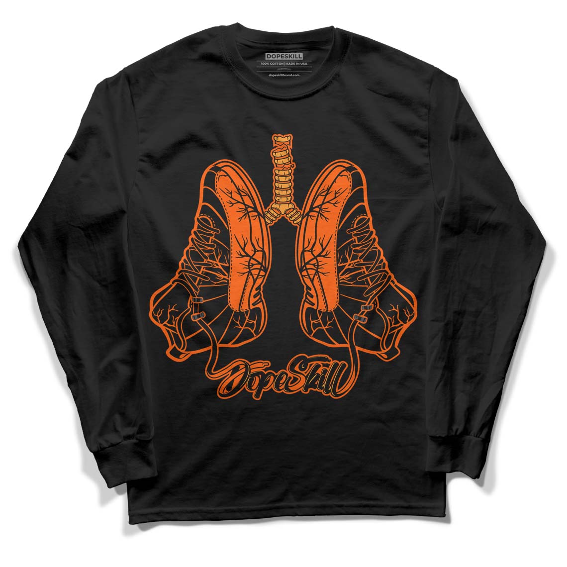 Jordan 12 Retro Brilliant Orange DopeSkill Long Sleeve T-Shirt Breathe Graphic Streetwear - Black