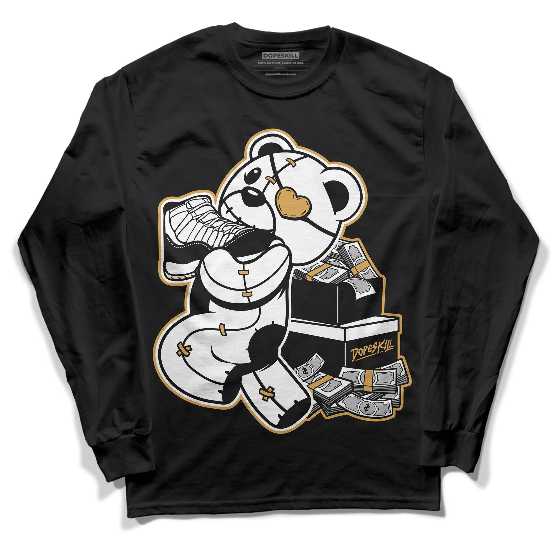 Jordan 11 "Gratitude" DopeSkill Long Sleeve T-Shirt Bear Steals Sneaker Graphic Streetwear  - Black 