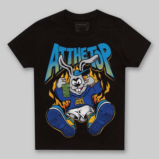 Royal Blue Sneakers DopeSkill Toddler Kids T-shirt At The Top Graphic Streetwear - Black