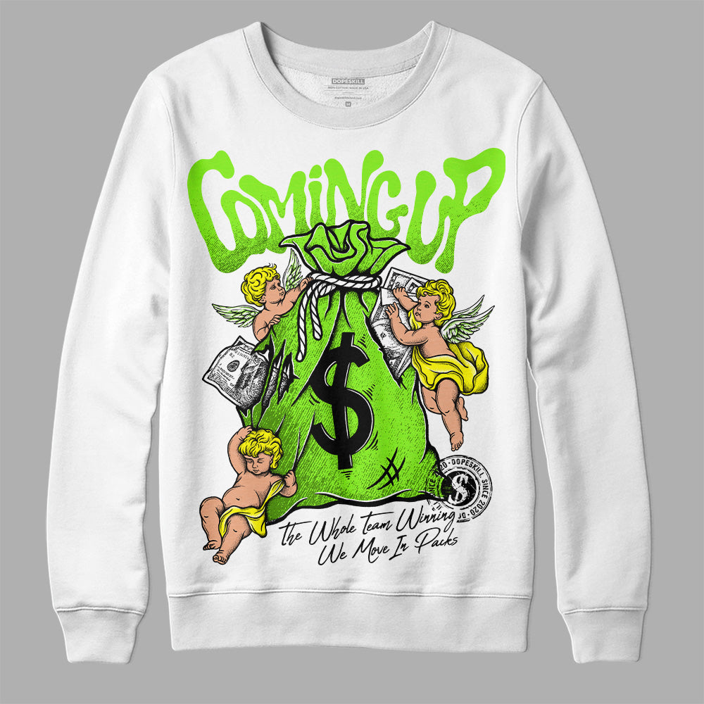 Neon Green Sneakers DopeSkill Sweatshirt Money Bag Coming Up Graphic Streetwear - White 