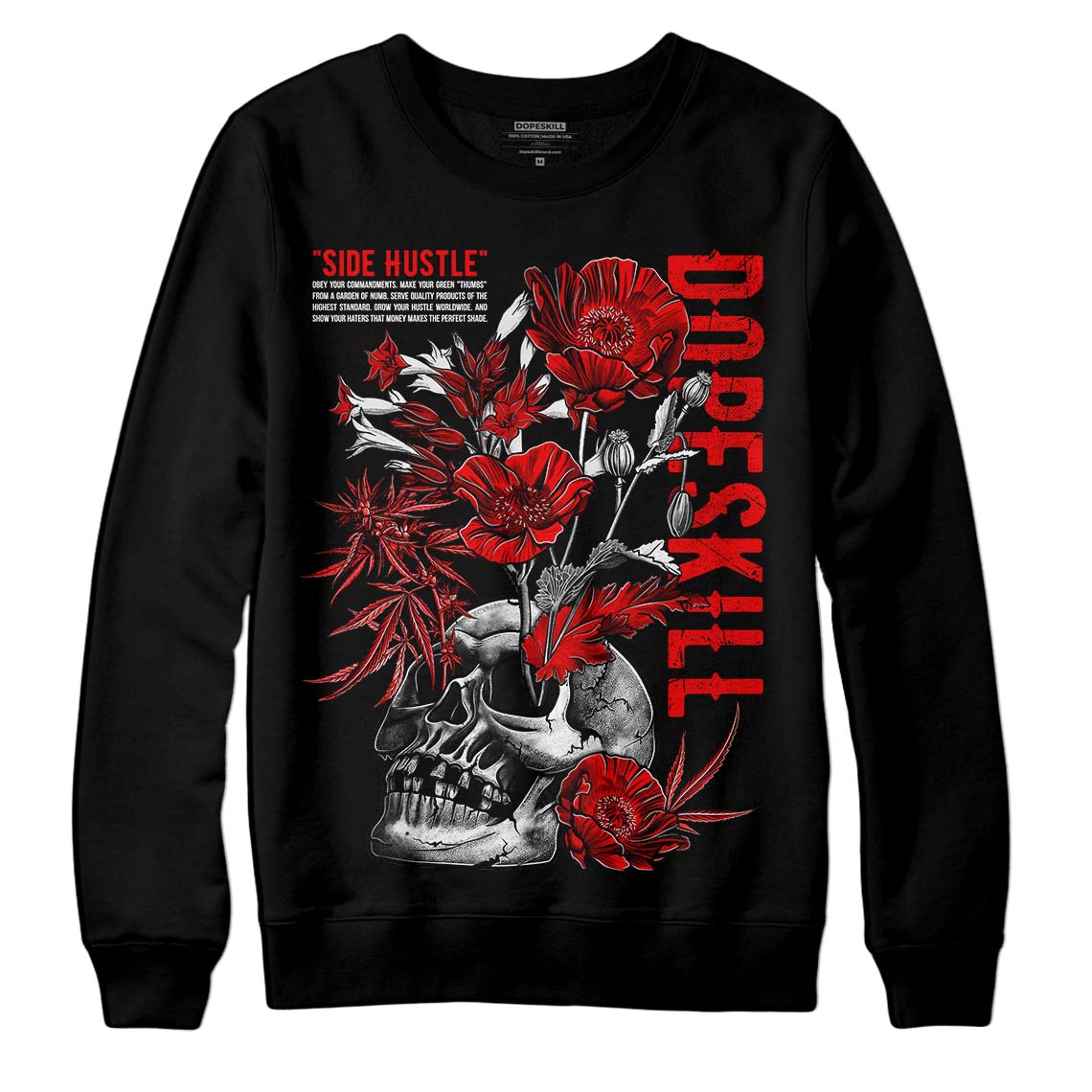 Jordan 12 “Cherry” DopeSkill Sweatshirt Side Hustle Graphic Streetwear - Black