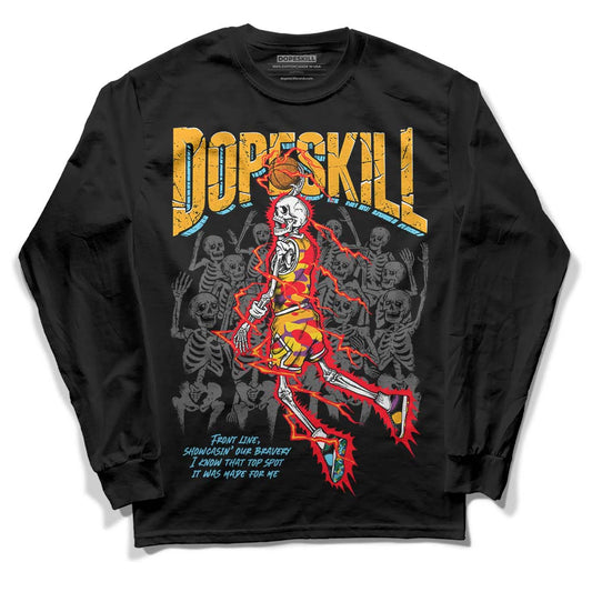 Jordan 1 Mid GS 'Six Championships DopeSkill Long Sleeve T-Shirt Thunder Dunk Graphic Streetwear - Black