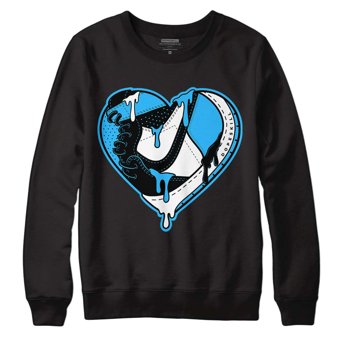 Jordan 1 High Retro OG “University Blue” DopeSkill Sweatshirt Heart Jordan 1 Graphic Streetwear - Black