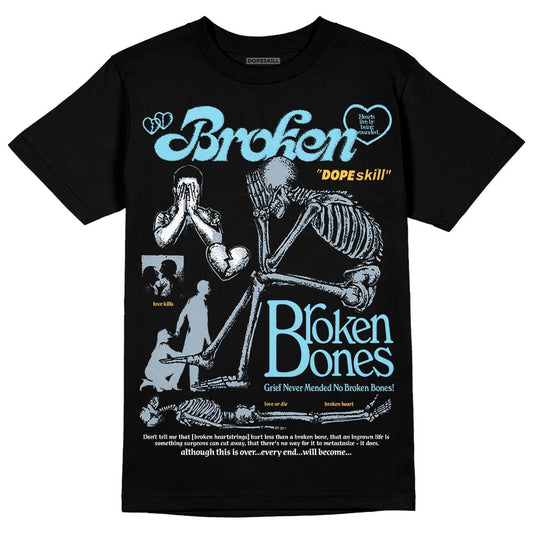 Jordan 13 “Blue Grey” DopeSkill T-Shirt Broken Bones Graphic Streetwear - Black