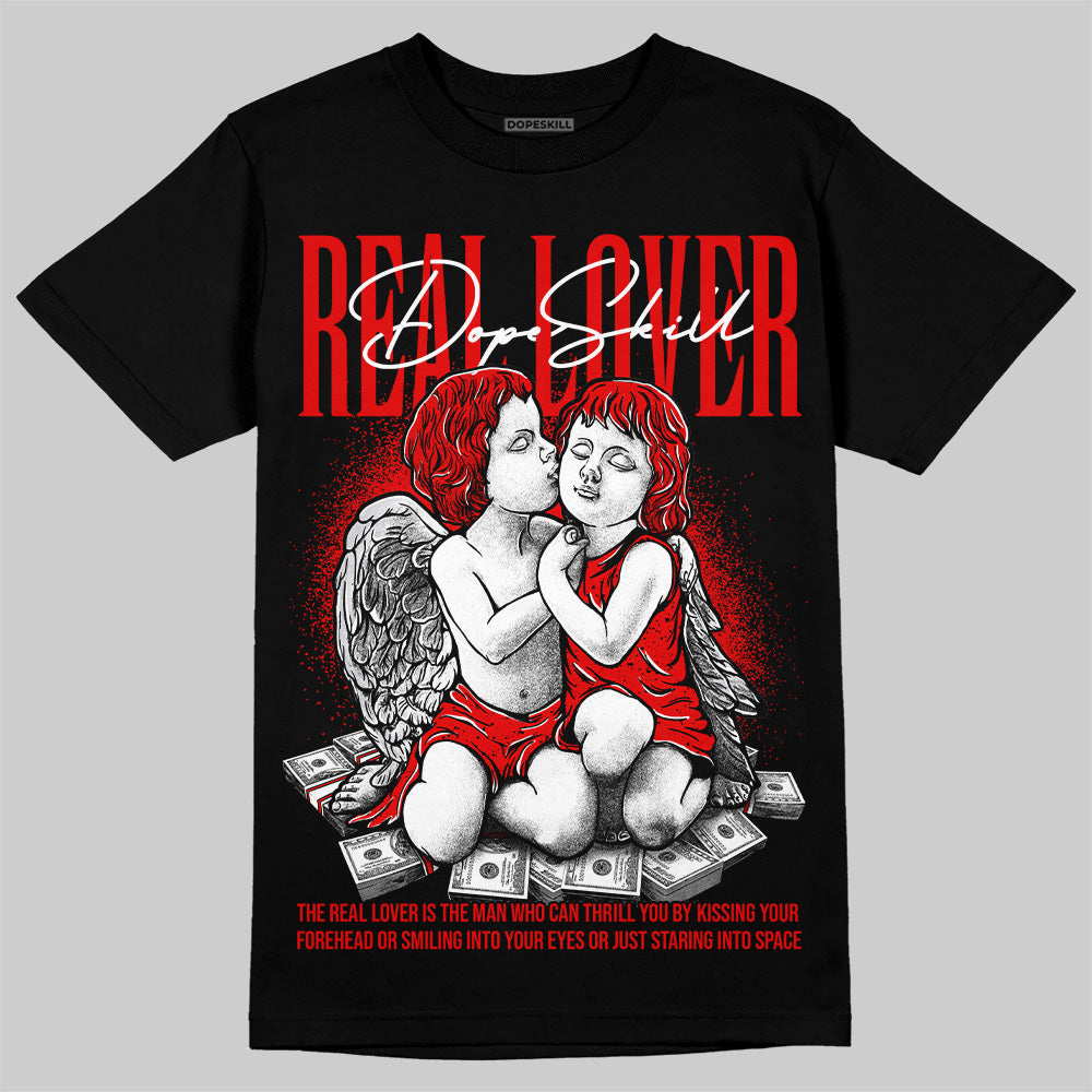 Jordan 4 Retro Red Cement DopeSkill T-Shirt Real Lover Graphic Streetwear - Black