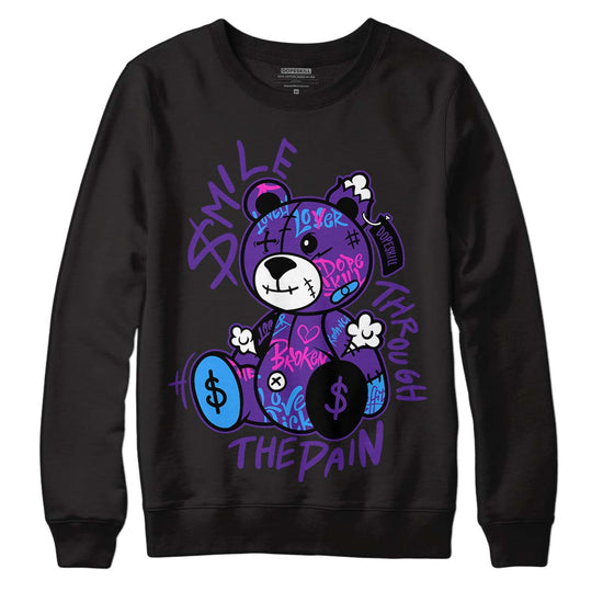 PURPLE Sneakers DopeSkill Sweatshirt Smile Through The Pain Graphic Streetwear - Black