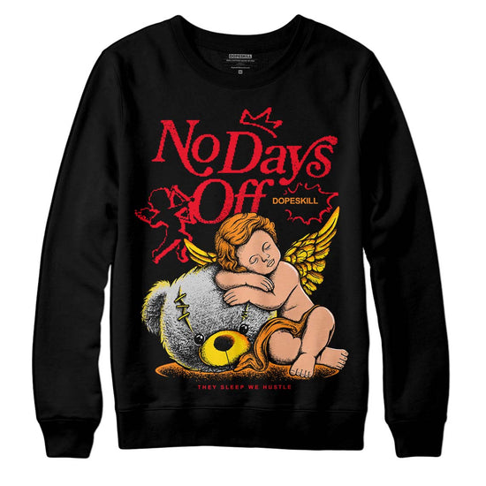 Jordan 4 Red Thunder DopeSkill Sweatshirt New No Days Off Graphic Streetwear - Black