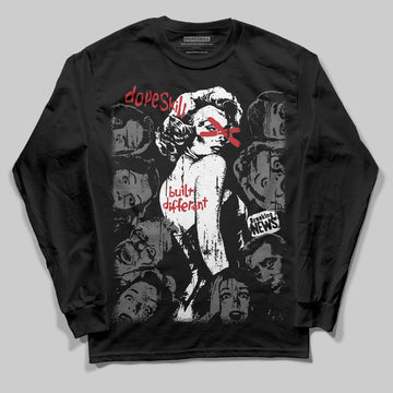 Jordan 4 “Black Cat” (2025) DopeSkill Long Sleeve T-Shirt Built Different Graphic Streetwear - Black