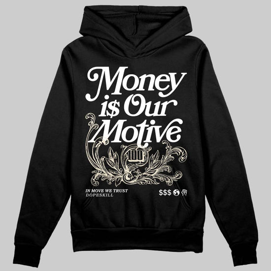 Jordan 5 Retro Reverse Metallic DopeSkill Hoodie Sweatshirt Money Is Our Motive Typo Graphic Streetwear - Black