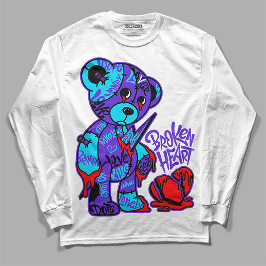 Jordan 6 "Aqua" DopeSkill Long Sleeve T-Shirt Broken Heart Graphic Streetwear - White 