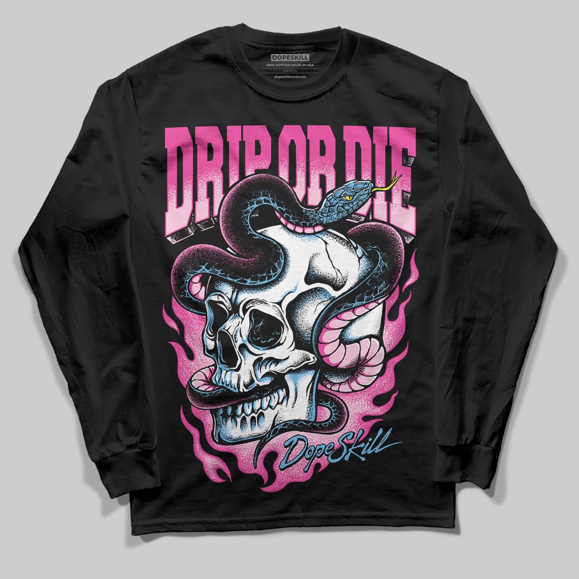 Pink Sneakers DopeSkill Long Sleeve T-Shirt Drip or Die Graphic Streetwear - black