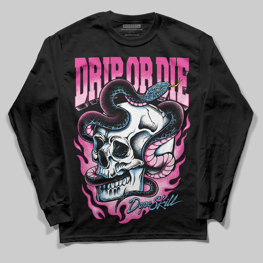 Pink Sneakers DopeSkill Long Sleeve T-Shirt Drip or Die Graphic Streetwear - black