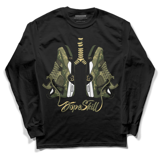 Jordan 4 Retro SE Craft Medium Olive DopeSkill Long Sleeve T-Shirt Breathe Graphic Streetwear - Black