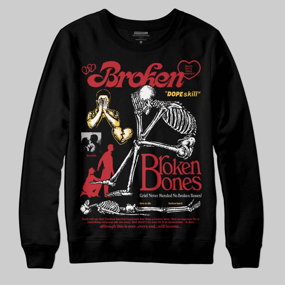 Jordan 14 Retro Ferrari (2025) DopeSkill Sweatshirt Broken Bones Graphic Streetwear - Black
