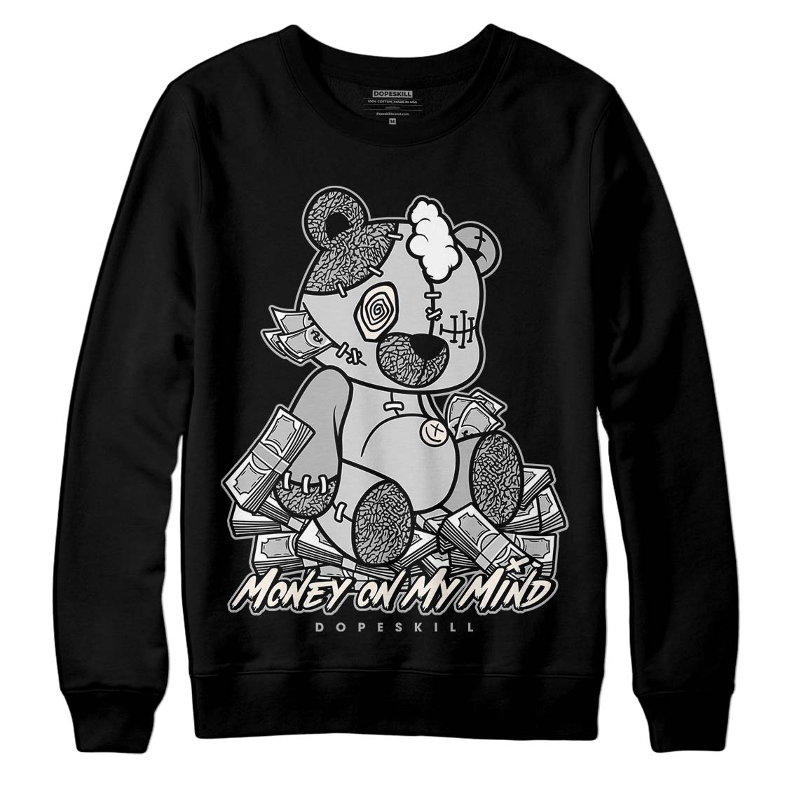 Jordan 3 “Off Noir” DopeSkill Sweatshirt MOMM Bear Graphic Streetwear - Black