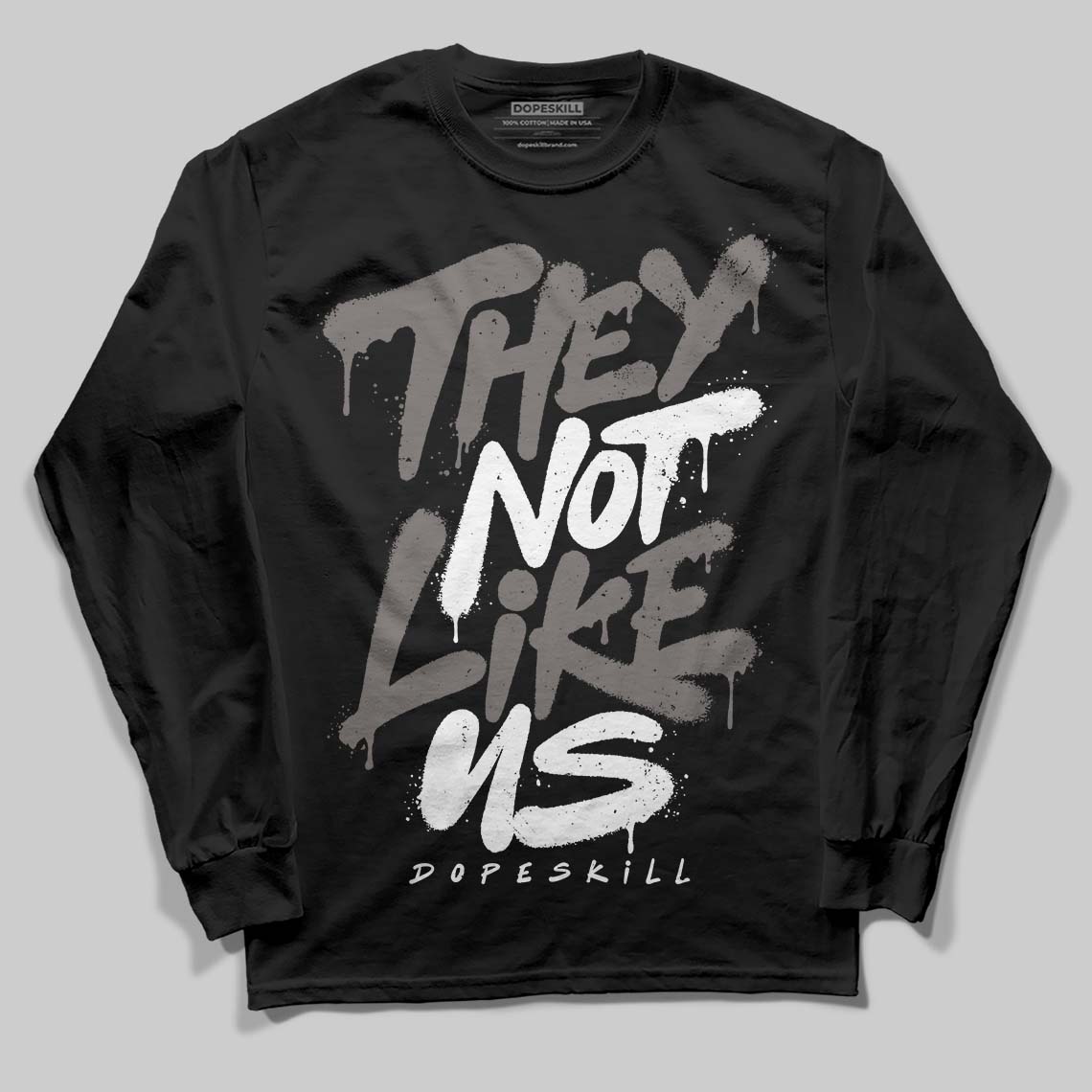 Jordan 4 Retro Cave Stone DopeSkill Long Sleeve T-Shirt They Not Like Us Graphic Streetwear - Black