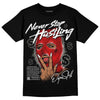 Jordan 3 Retro Fire Red DopeSkill T-Shirt Never Stop Hustling Graphic Streetwear - Black