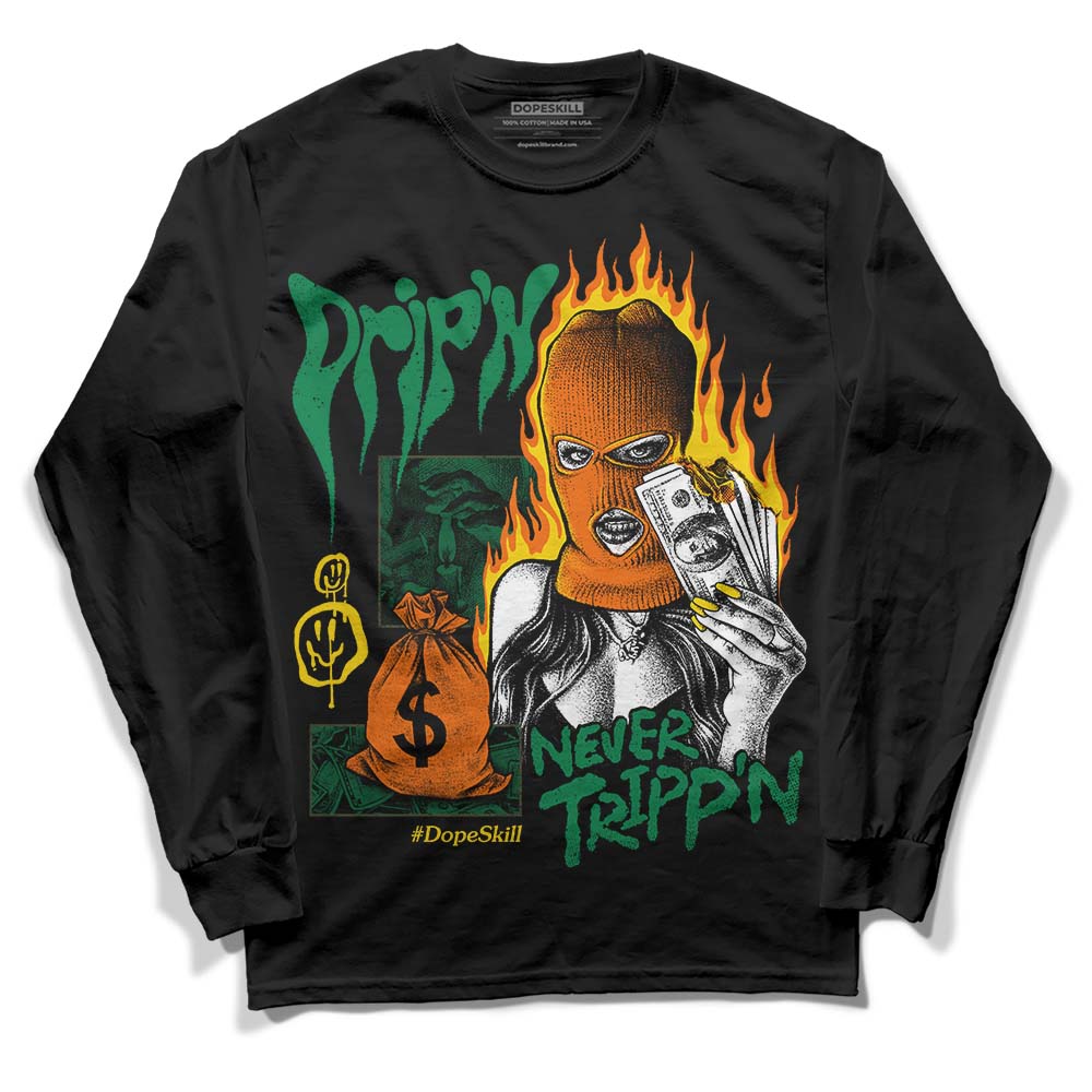 Green Sneakers DopeSkill Long Sleeve T-Shirt Drip'n Never Tripp'n Graphic Streetwear - Black