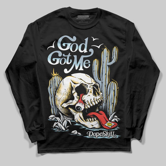 Jordan 13 “Blue Grey” DopeSkill Long Sleeve T-Shirt God Got Me Graphic Streetwear - Black