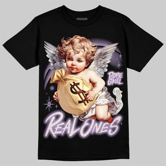 Jordan 10 Hydrangeas DopeSkill T-Shirt Real Ones Angel Graphic Streetwear - Black