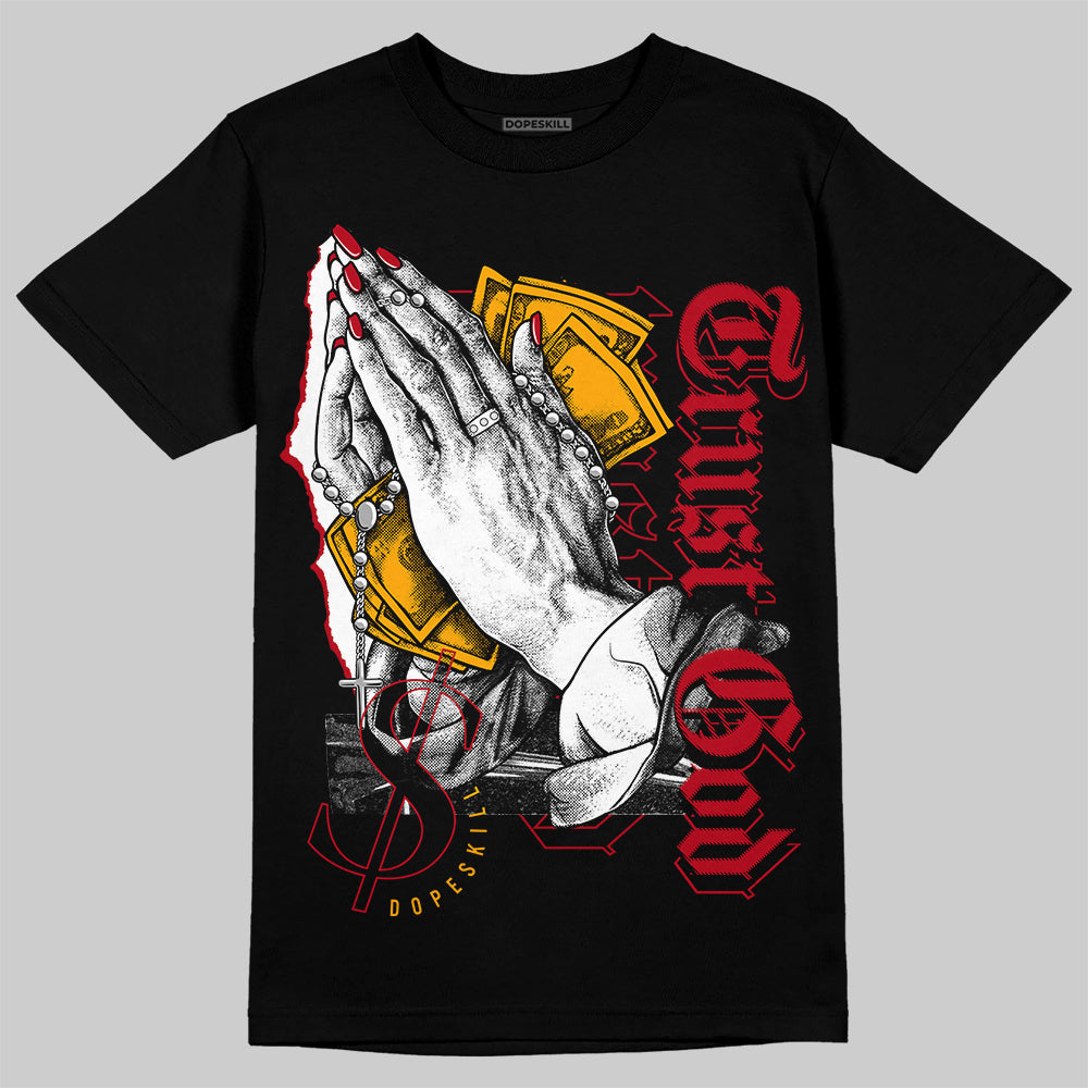 Jordan 7 Retro Cardinal DopeSkill T-Shirt Trust God Graphic Streetwear - Black