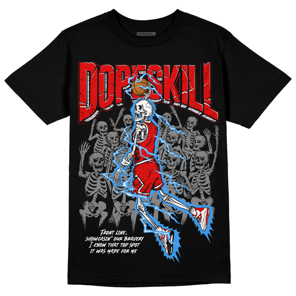 Jordan 4 Retro Red Cement DopeSkill T-Shirt Thunder Dunk Graphic Streetwear - Black 