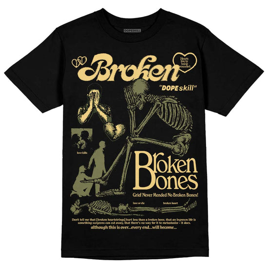 Jordan 4 Retro SE Craft Medium Olive DopeSkill T-Shirt Broken Bones Graphic Streetwear - Black