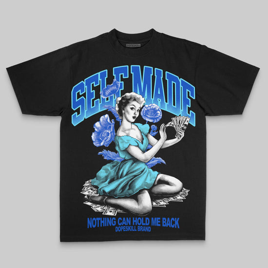 Royal Blue Oversize Print Self Made DopeSkill Graphic Premium T-shirt Streetwear - Black