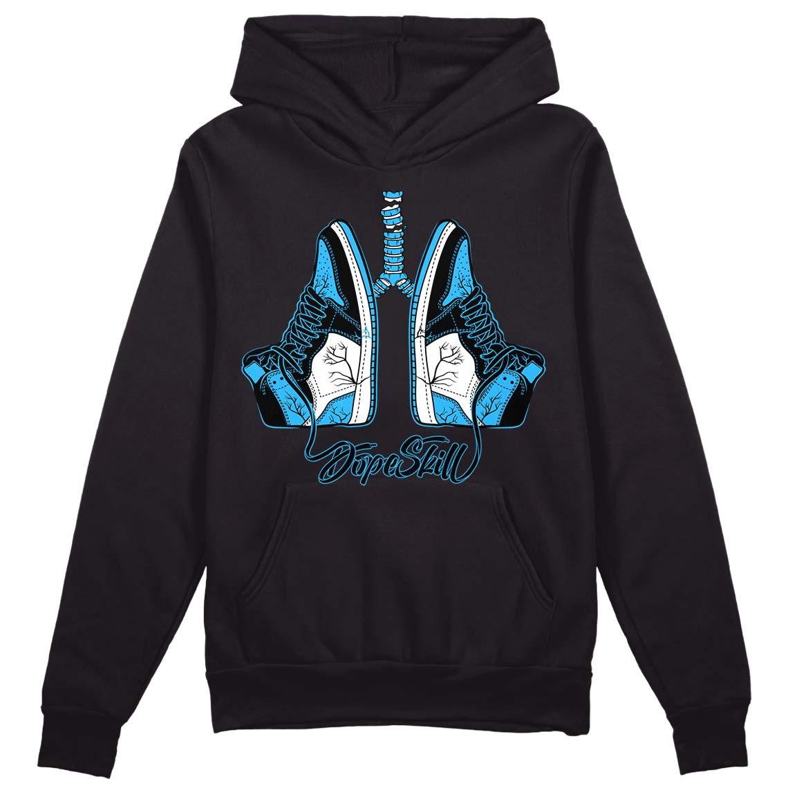 Jordan 1 High Retro OG “University Blue” DopeSkill Hoodie Sweatshirt Breathe Graphic Streetwear - Black