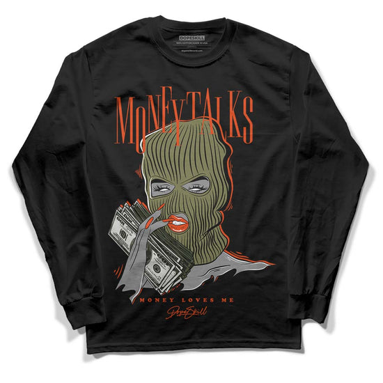 Olive Sneakers DopeSkill Long Sleeve T-Shirt Money Talks Graphic Streetwear - Black