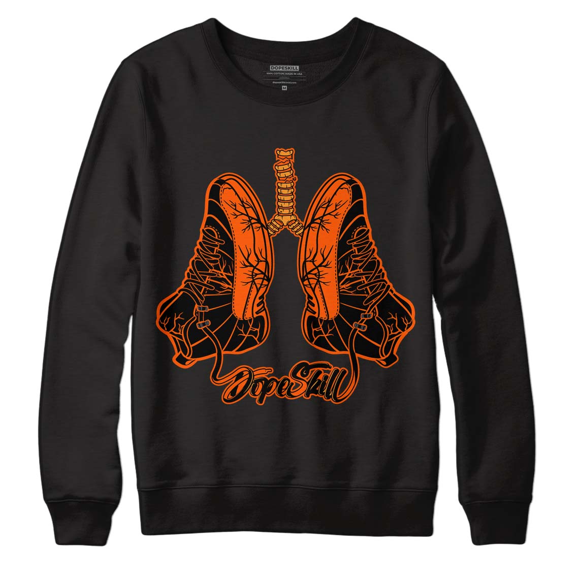 Jordan 12 Retro Brilliant Orange DopeSkill Sweatshirt Breathe Graphic Streetwear - Black