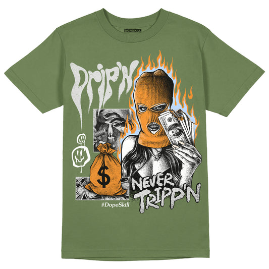 Jordan 5 "Olive" DopeSkill Olive T-shirt Drip'n Never Tripp'n Graphic Streetwear