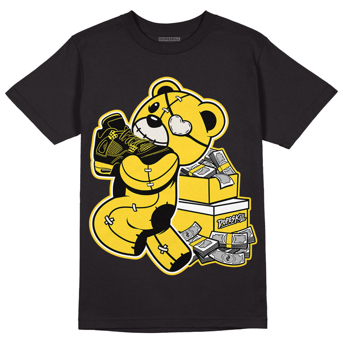 Jordan 4 Tour Yellow Thunder DopeSkill T-Shirt Bear Steals Sneaker Graphic Streetwear - Black