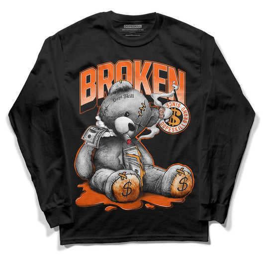 Jordan 12 Retro Brilliant Orange DopeSkill Long Sleeve T-Shirt Sick Bear Graphic Streetwear - Black