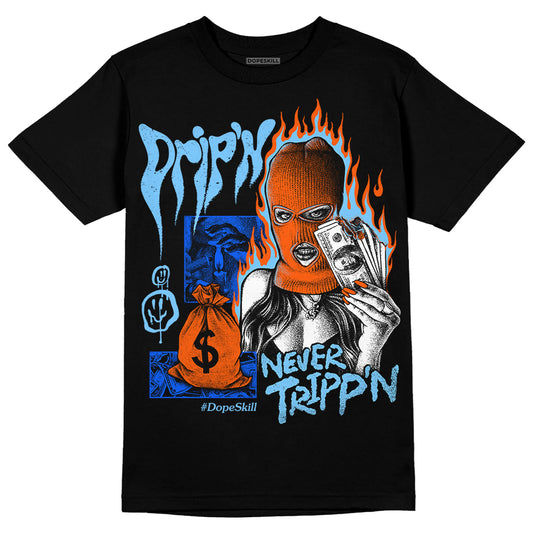 Dunk Low Futura University Blue DopeSkill T-Shirt Drip'n Never Tripp'n Graphic Streetwear - Black