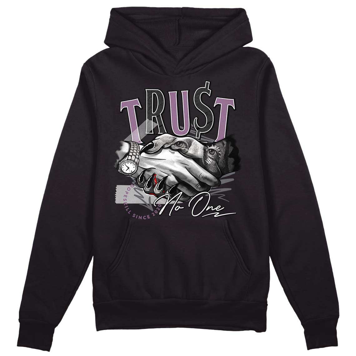 Jordan 2 “Mauve/Off-Noir” DopeSkill Hoodie Sweatshirt Trust No One Graphic Streetwear - Black