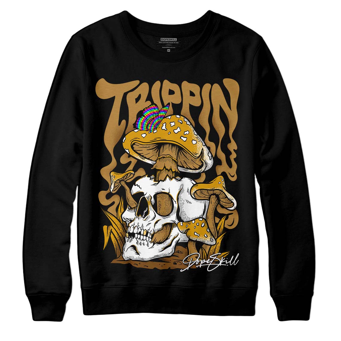 Jordan 13 Wheat 2023 DopeSkill Sweatshirt Trippin Graphic Streetwear - Black