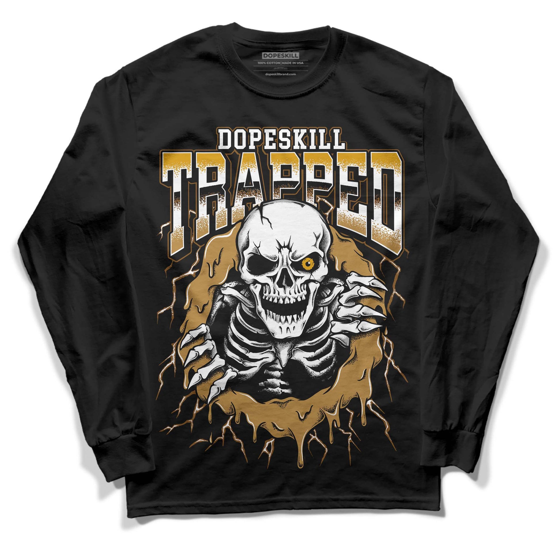 Jordan 13 Wheat 2023 DopeSkill Long Sleeve T-Shirt Trapped Halloween Graphic Streetwear - Black