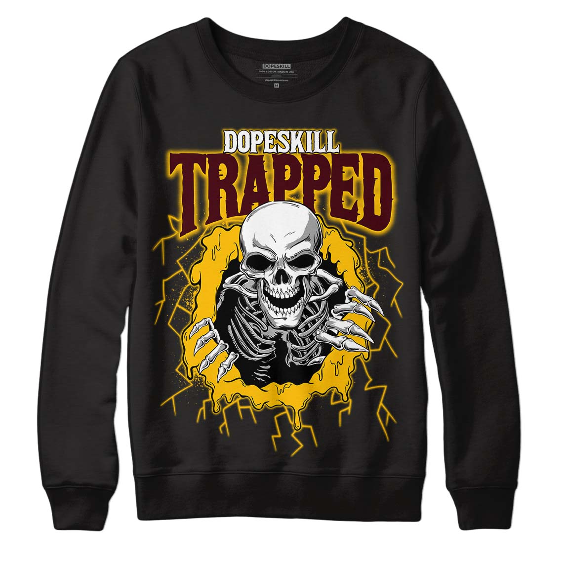 Dunk Yellow Bordeaux DopeSkill Sweatshirt Trapped Halloween Graphic Streetwear - Black