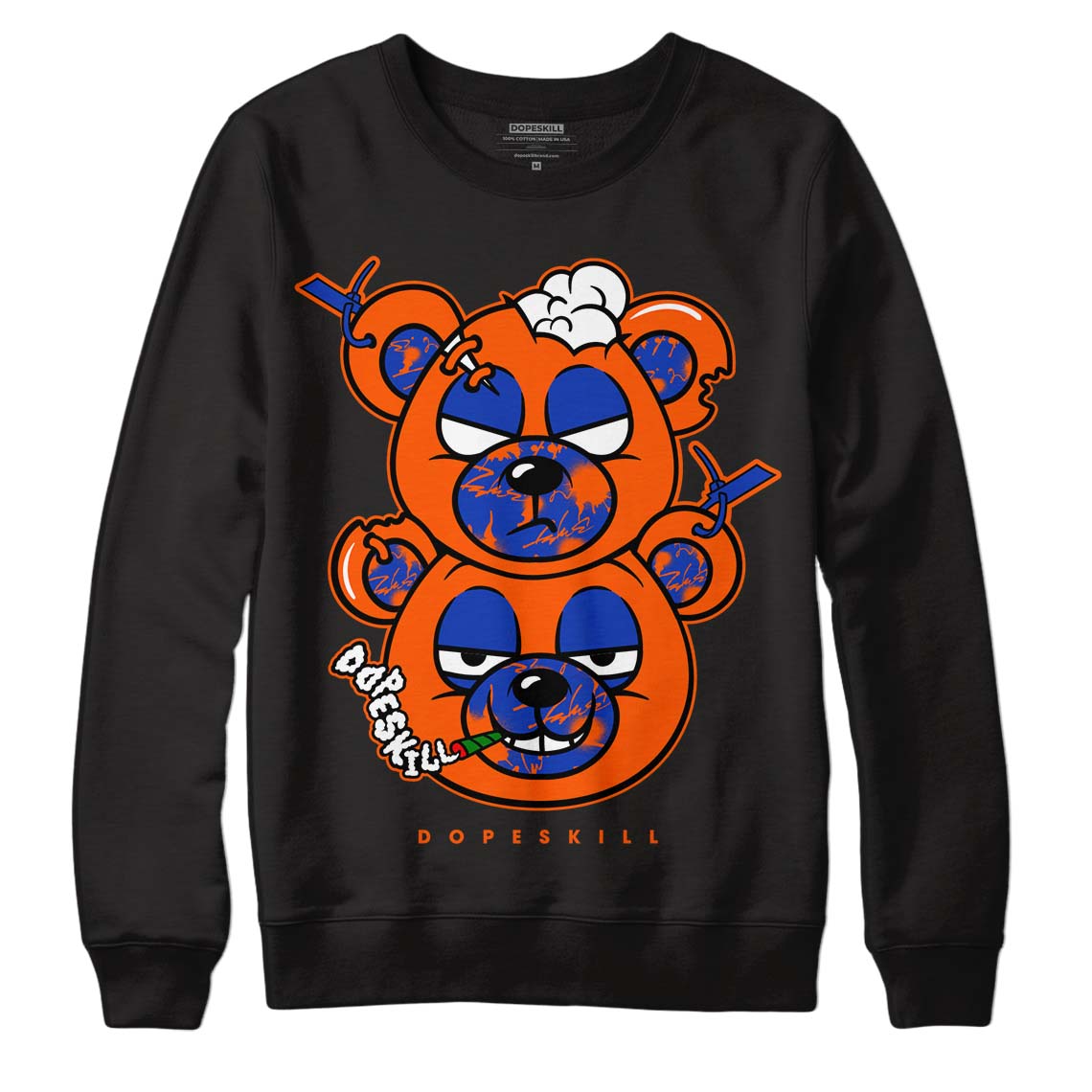 Dunk Low Futura Orange Blaze DopeSkill Sweatshirt New Double Bear Graphic Streetwear - Black