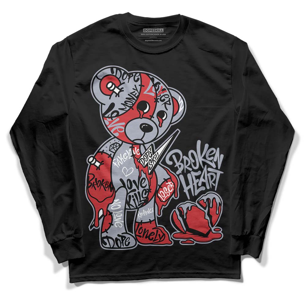 Jordan 4 “Bred Reimagined” DopeSkill Long Sleeve T-Shirt Broken Heart Graphic Streetwear - Black