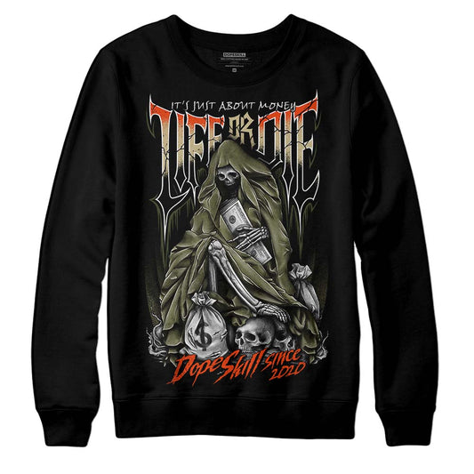 Olive Sneakers DopeSkill Sweatshirt Life or Die Graphic Streetwear - Black