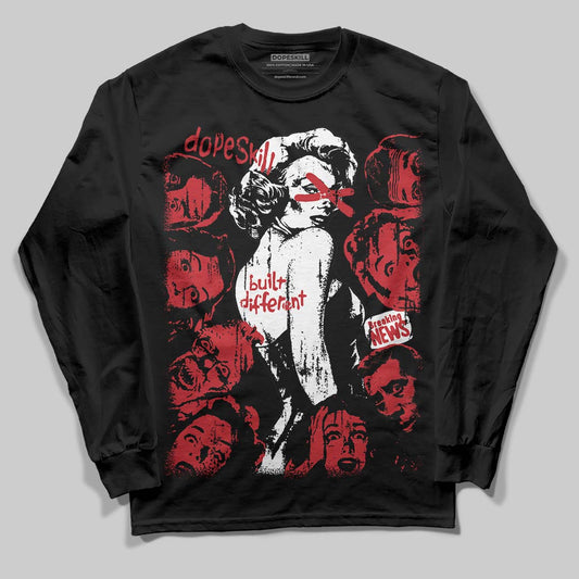 Jordan 5 Retro Fire Red Black Tongue (2025) DopeSkill Long Sleeve T-Shirt Built Different Graphic Streetwear - black