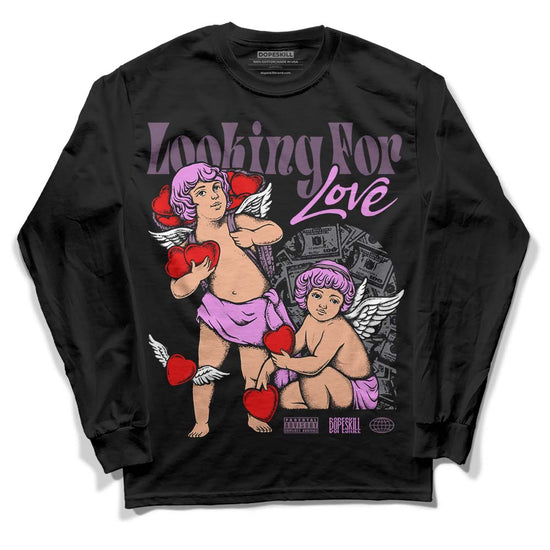 Jordan 2 “Mauve/Off-Noir” DopeSkill Long Sleeve T-Shirt Looking For Love Graphic Streetwear - Black