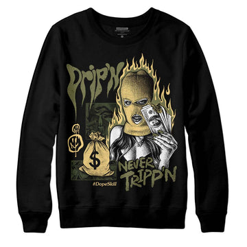 Jordan 4 Retro SE Craft Medium Olive DopeSkill Sweatshirt Drip'n Never Tripp'n Graphic Streetwear - Black