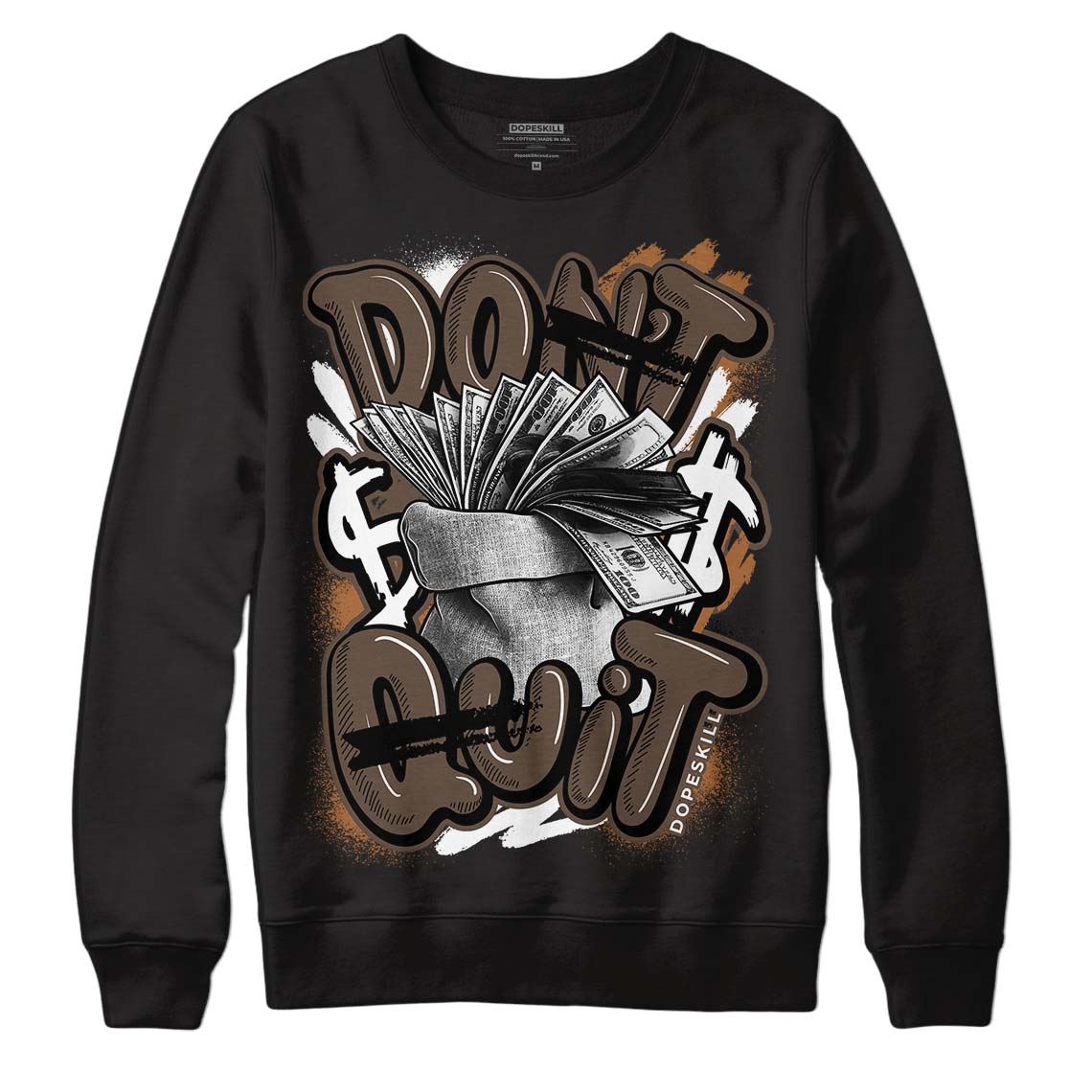 Jordan 1 Retro High OG Palomino DopeSkill Sweatshirt Don't Quit Graphic Streetwear - Black