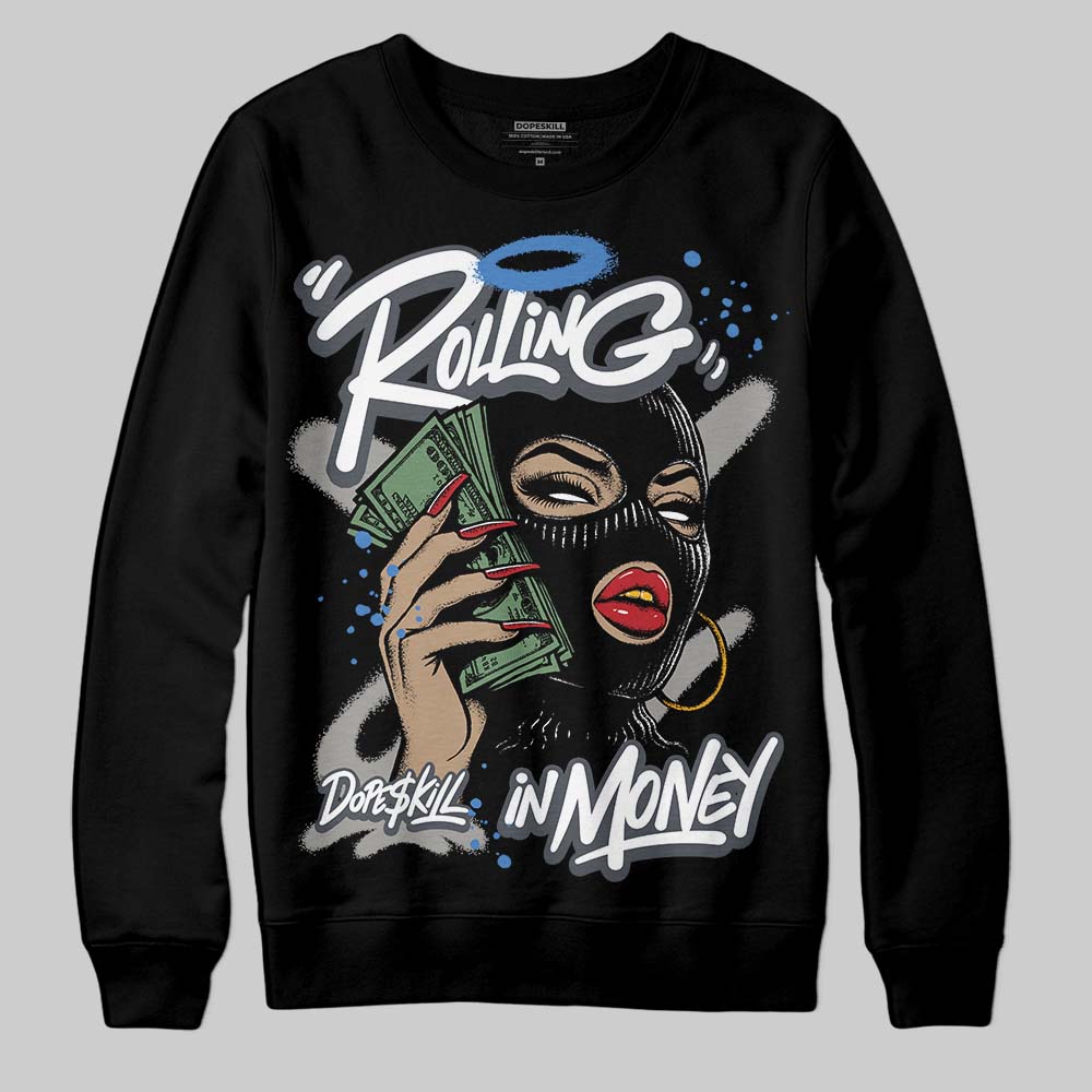 Jordan 11 Cool Grey DopeSkill Sweatshirt Rolling in Money Graphic Streetwear - Black